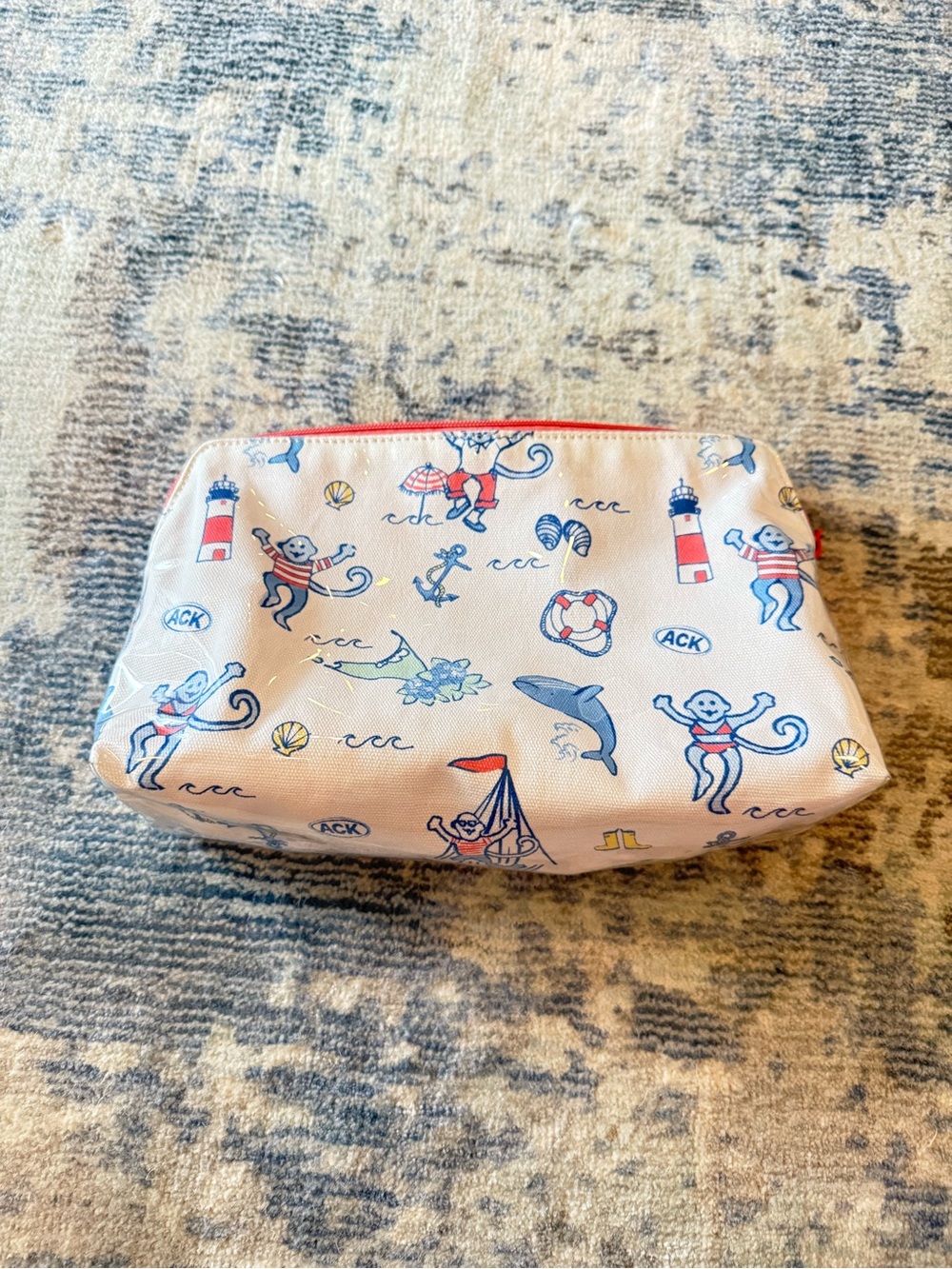 Roller Rabbit Nautical Monkey Print Cosmetic Pouch